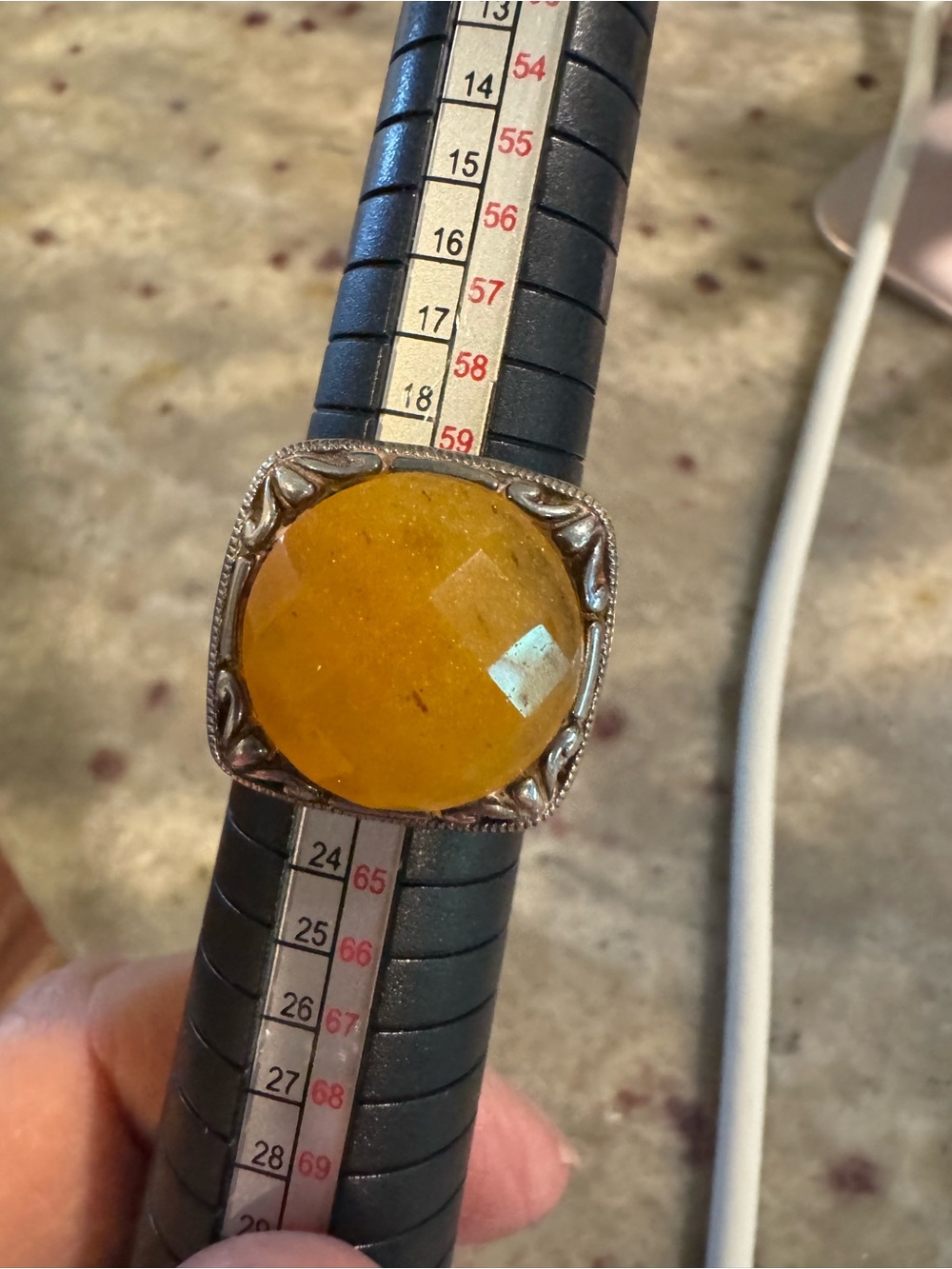 Sterling silver butterscotch Baltic Amber cocktail ring